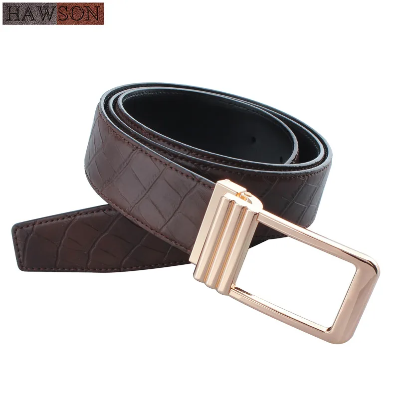 Genuine Leather Mens Belt Coffee Durable Strap Male Luxury Rose Gold