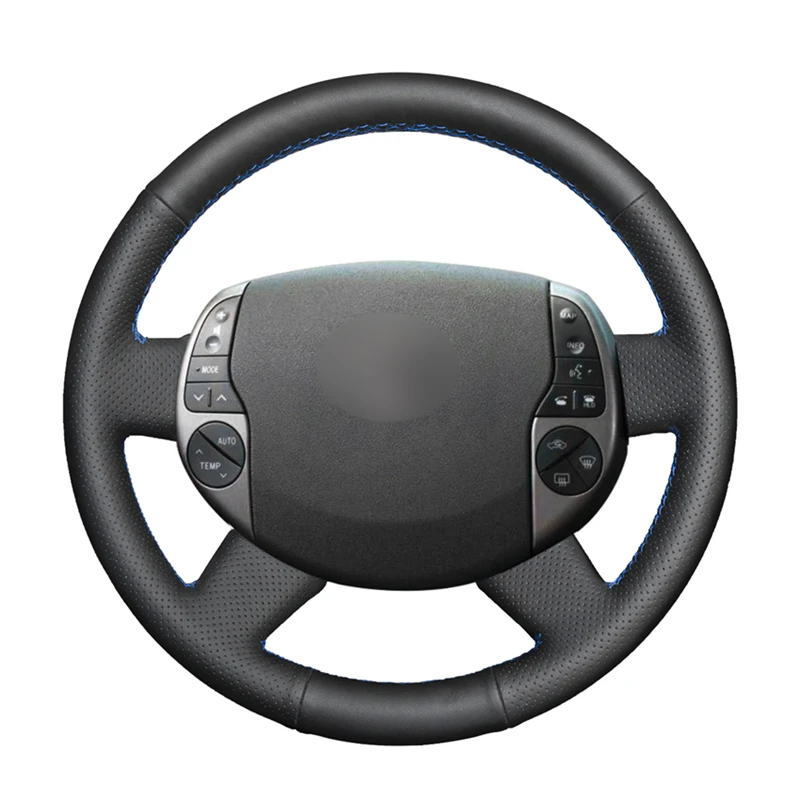 Handsewing-Black-PU-Artificial-Leather-Car-Steering-Wheel-Covers-Wrap-for-Toyota-Prius-20-XW20-2004_