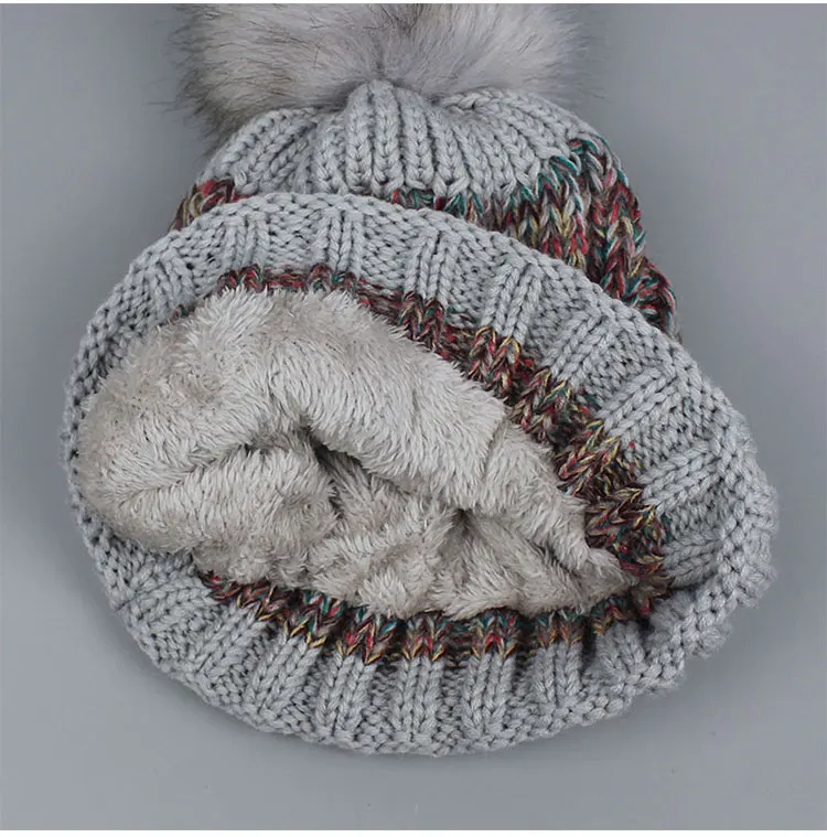 Зимняя модная одежда для девочек Skullies шапочки Шапки для Для женщин Вязание Кепки шапка с помпонами теплые Для женщин Лыжная маска осень