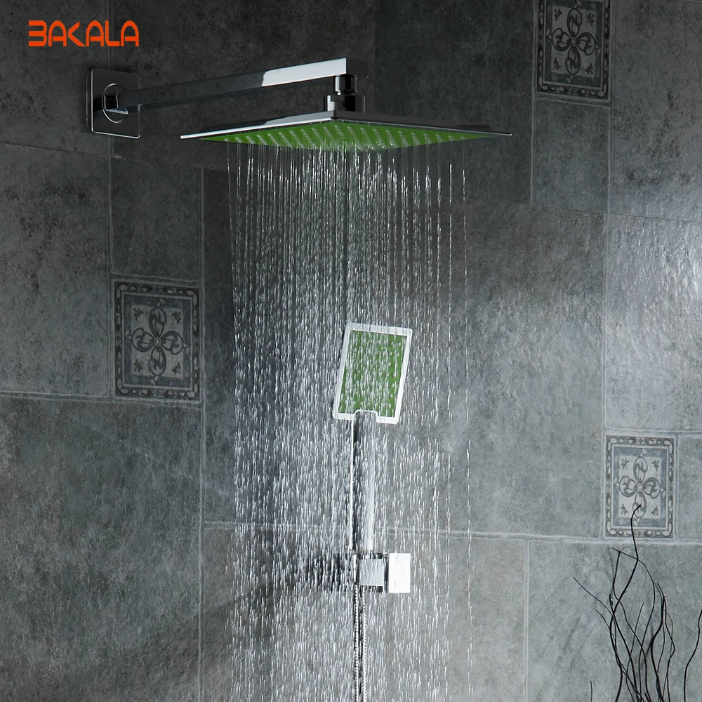 オンライン Bakala 8インチ浴室のレインシャワー蛇口グリーンabsシャワーヘッドハンドシャワー用風呂シャワーシステム