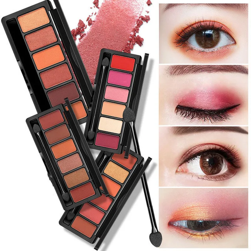 

Chocolate silky 6 color eyeshadow matte waterproof not blooming beginner makeup beauty glazed eyeshadow palette