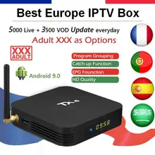 TX6 Android 9,0 Smart tv WiFi коробка с 1 год Испанский Французский Португальский IP tv подписка 5000 Live tv каналы поддержка взрослых VOD