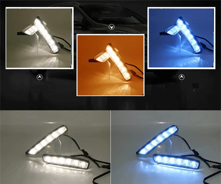 EOsuns led drl Дневной ходовой светильник+ противотуманная фара+ крышка для Toyota vios с движущимся желтым поворотником и синим ночным светильник