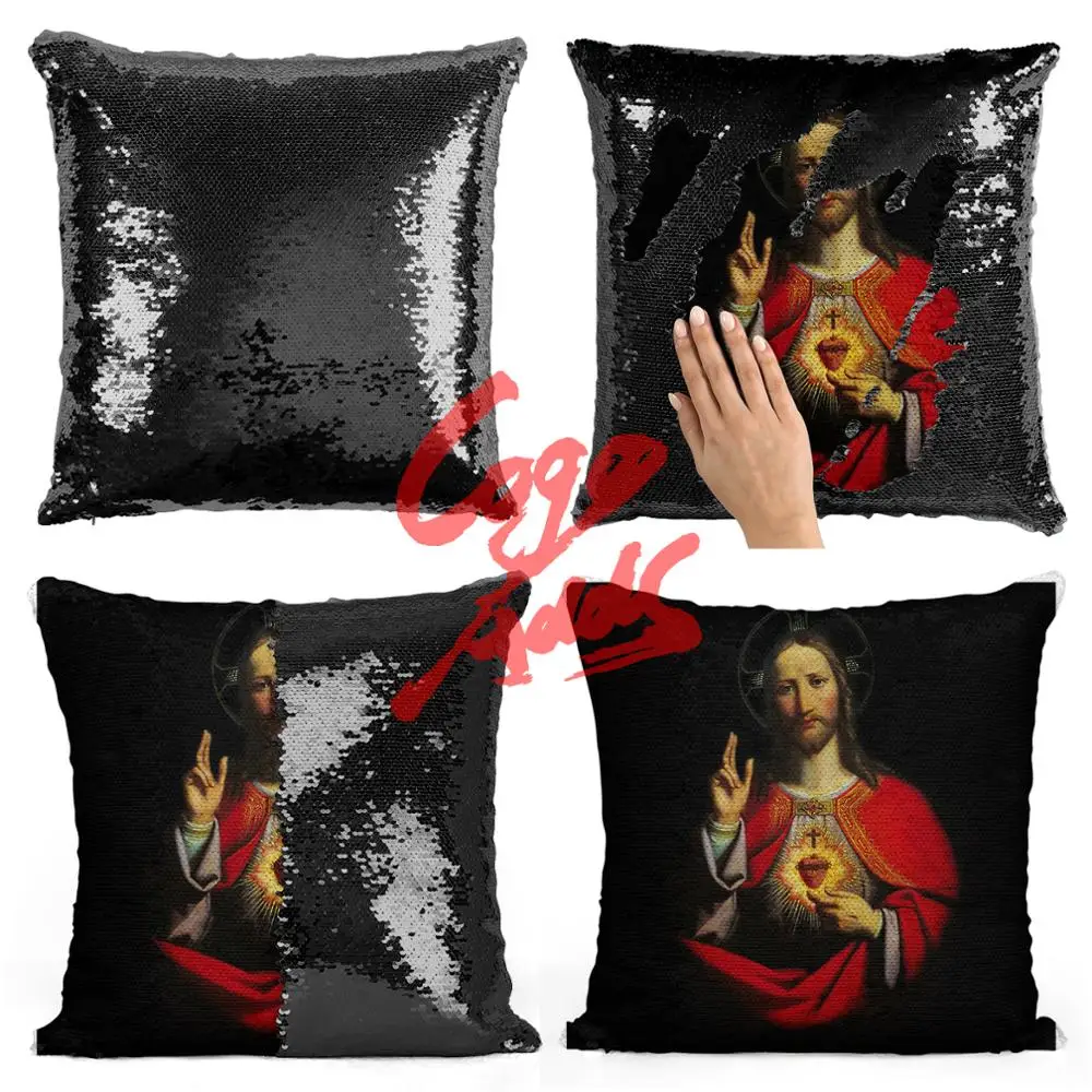 Corpus Christi Mermaid Sequin Cushion Cover Magical Throw Pillowcase 40X40cm Color Changing Reversible Pillow Case For Home | Дом и сад