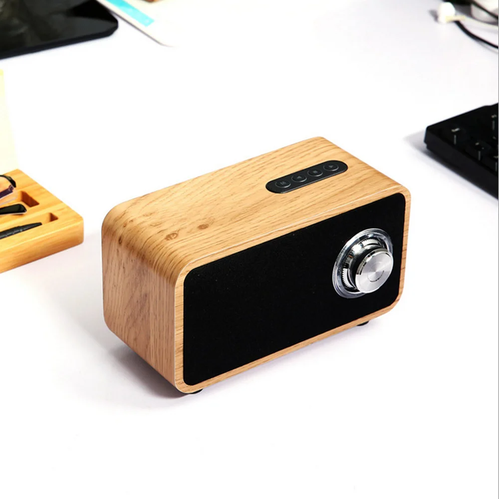 

Retro Multifunctional Wooden Bluetooth Speaker Subwoofer FM Radio AUX TF Card USB Disk