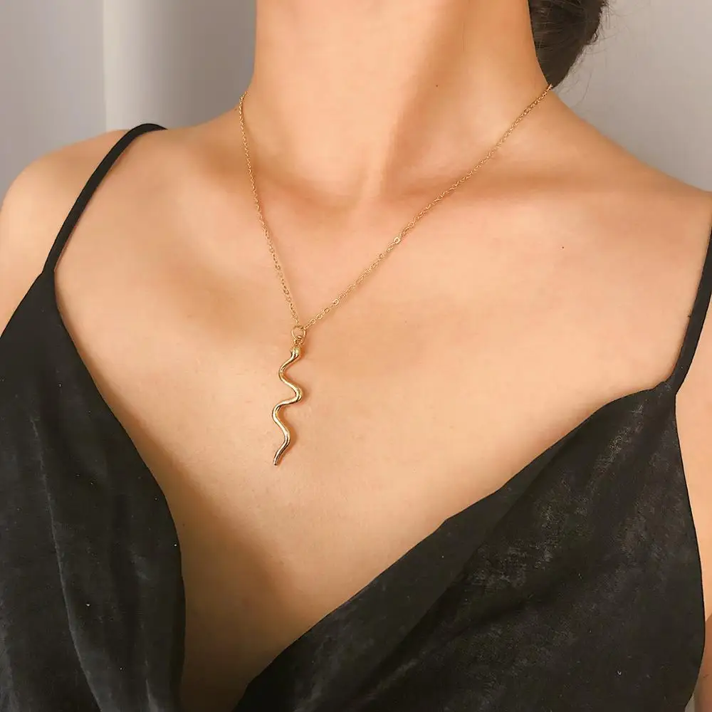 

Snake Necklace Fashion Jewelry Accessories Gold Silver Color Snake Pendant Necklaces Punk Women Necklace Jewellery Fine Necklace