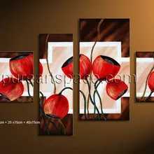 Ручная роспись Современные картины маслом красных цветов холст с абстрактным искусством для украшения дома гостиной