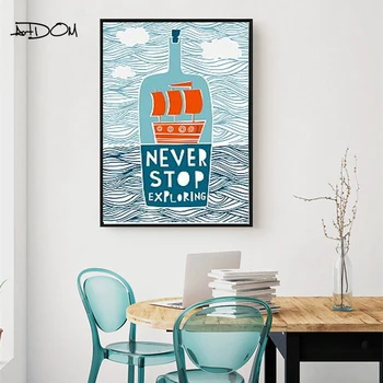 

Artdom No Framed Nordic Blue Ship Fish Canvas Art Print Painting Poster, Wall Pictures for Home Decoration, Wall Decor