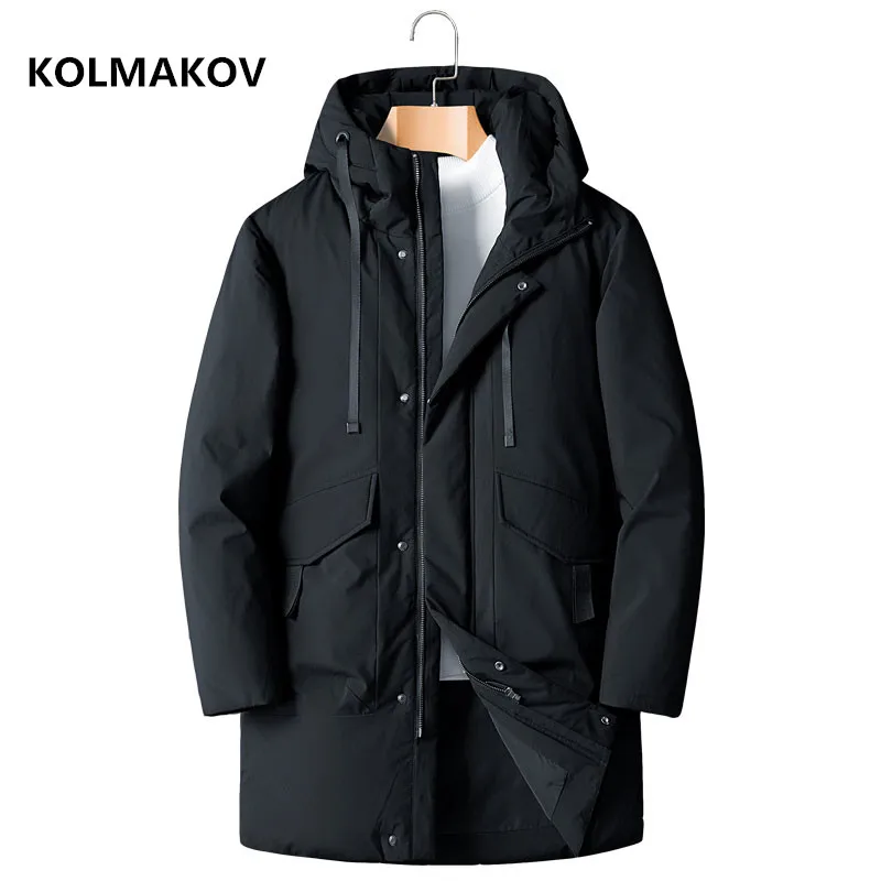 Winter Men's Clothing 90% White Duck Down high quality Hooded Down Jackets Winter Coats Men Casual thicken Jackets - Цвет: Черный