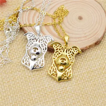 

LPHZQH Fashion Boho Chic Necklace American Staffordshire Terrier Pit Bull Dog Choker Pendant Women Necklace Collar Jewelry Gift