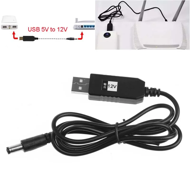 

1M Converter Adapter Cable USB DC 5V To DC 12V 2.1x5.5mm Male Step-Up Converter Adapter Cable For Router dropshipping