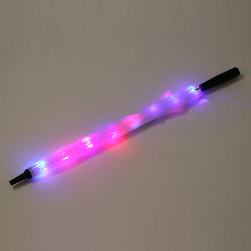 

2pcs/lot Rainbow color Umbrella LED Luminous Transparent Umbrella With Flashlight Flash light Torch stage show belly dance prop