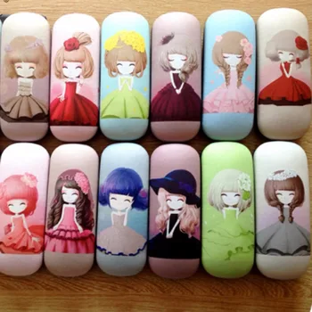 

imixlot Hot Mixed Color Cartoon Girl Hard Glasses Case Eyewear Portable Box Send Randomly Protector Pouch