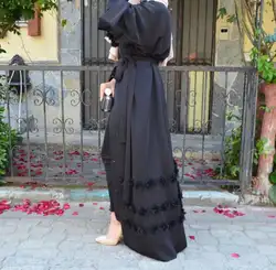 Муслима взрослых Повседневное кардиган платье с цветочным рисунком мусульманин турецкий Дубайская модная абайя мусульманские платья