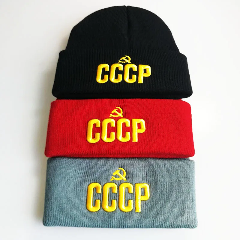 Новые CCCP СССР русские шапочки без полей для мужчин и женщин буквы хип-хоп Skullies осень зима шапки Теплые шапки унисекс Повседневная шапка Горячая Распродажа