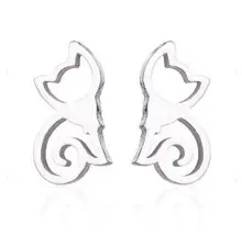 High Quality Korean Fashion Cute Cat Earring Stainless Steel Ear Piercing Earring Unisex Stud Earring