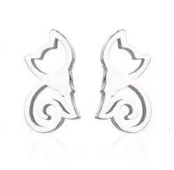 High Quality Korean Fashion Cute Cat Earring Stainless Steel Ear Piercing Earring Unisex Stud Earring
