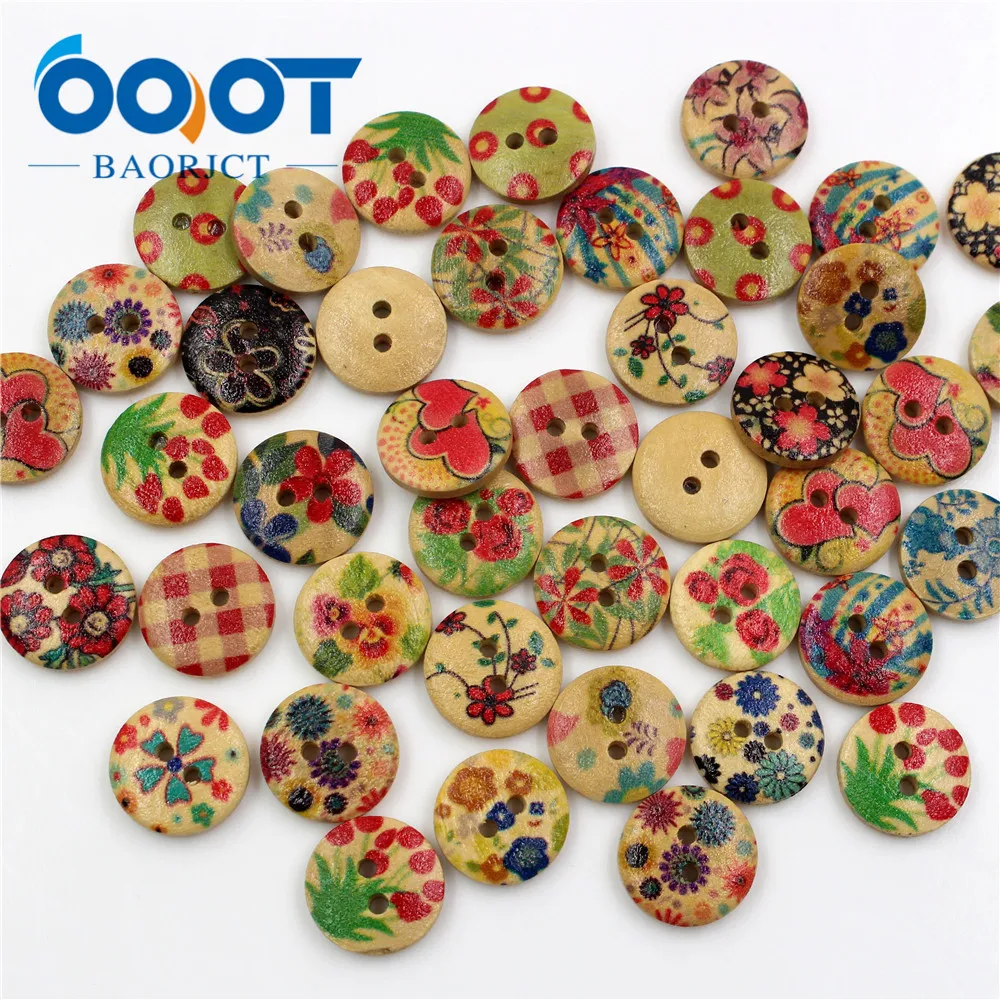 OOOT BAORJCT 181237 100 шт Круглые разноцветные 2 отверстия деревянные швейные пуговицы sinicism 15 мм пуговицы для одежды своими руками материалы