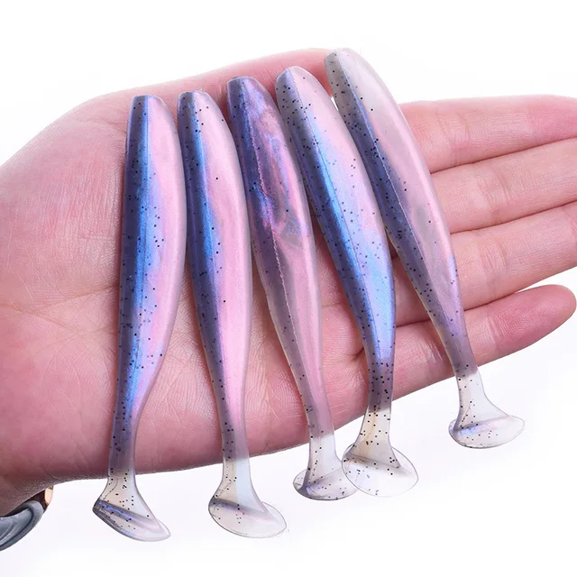 Proleurre Shad Worm Soft Bait 95mm 75mm 50mm T Tail Jigging Wobblers Fishing Lure Tackle Bass Pike Aritificial Silicone Swimbait D
