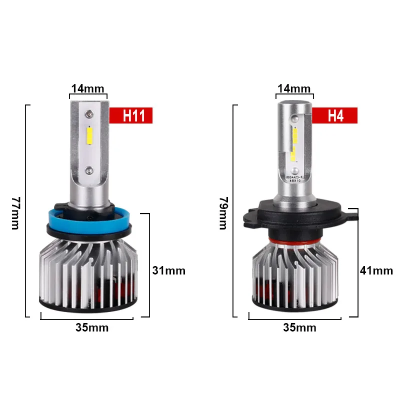 HLXG автомобилей головной светильник H1 H11 H4 H7 светодиодный лампы на 12В анти-EMC отсутствие радиопомех светильник 8000LM 70 Вт 6000K H8 H9 HB3/9005 HB4/9006 Лампа