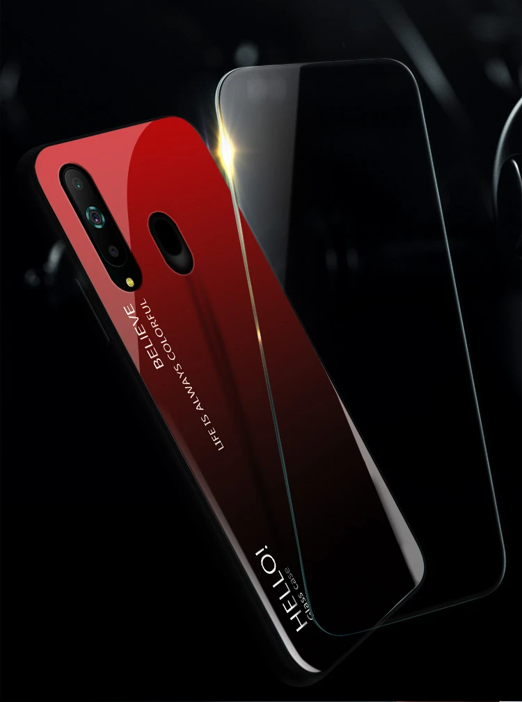 Tempered Glass Case for Samsung Galaxy A8S Gradient Color Hard Cover Soft Silicone Bumper For Samsung A8S A8 S Case Coque Cover