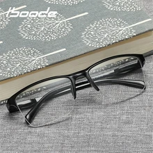 Iboode-gafas de lectura de medio marco para hombre y mujer, lentes de visión de lejos, ultraligeras, color negro con fuerza + 75 a + 400