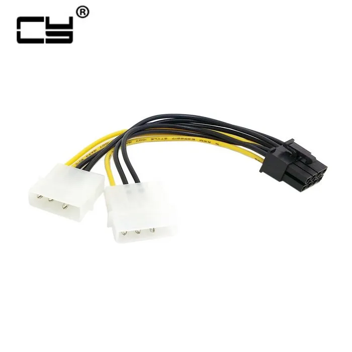 1 шт. 6 дюймов 2 x Кабель преобразователя питания Molex 4 pin to 8-Pin PCI Express Видеокарта Pci-e ATX