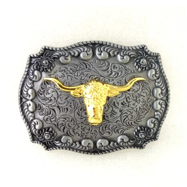 5 pcs wholesale Western cowboy belt buckle with gold PBR contest logo