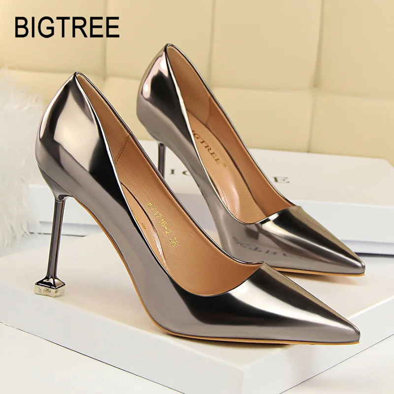 

BIGTREE Shoes Women Pumps High Heel Women Shoes Patent Leather High Heels Women Office Shoes Spring Stiletto Sexy Wedding Shoes