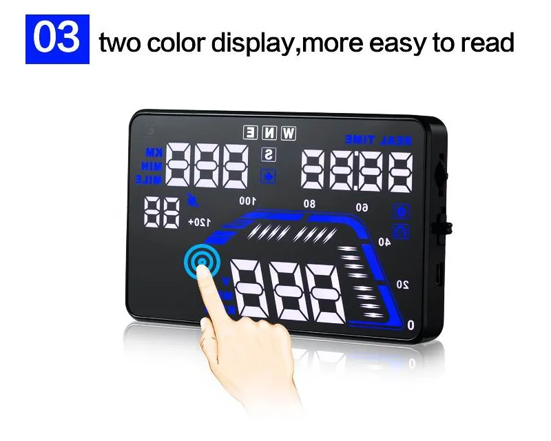 Автомобильный дисплей HUD, gps Спидометр Q7 5,", универсальный сигнал о превышении скорости, цифровой спидометр, Автомобильная сигнализация км/ч и MPH