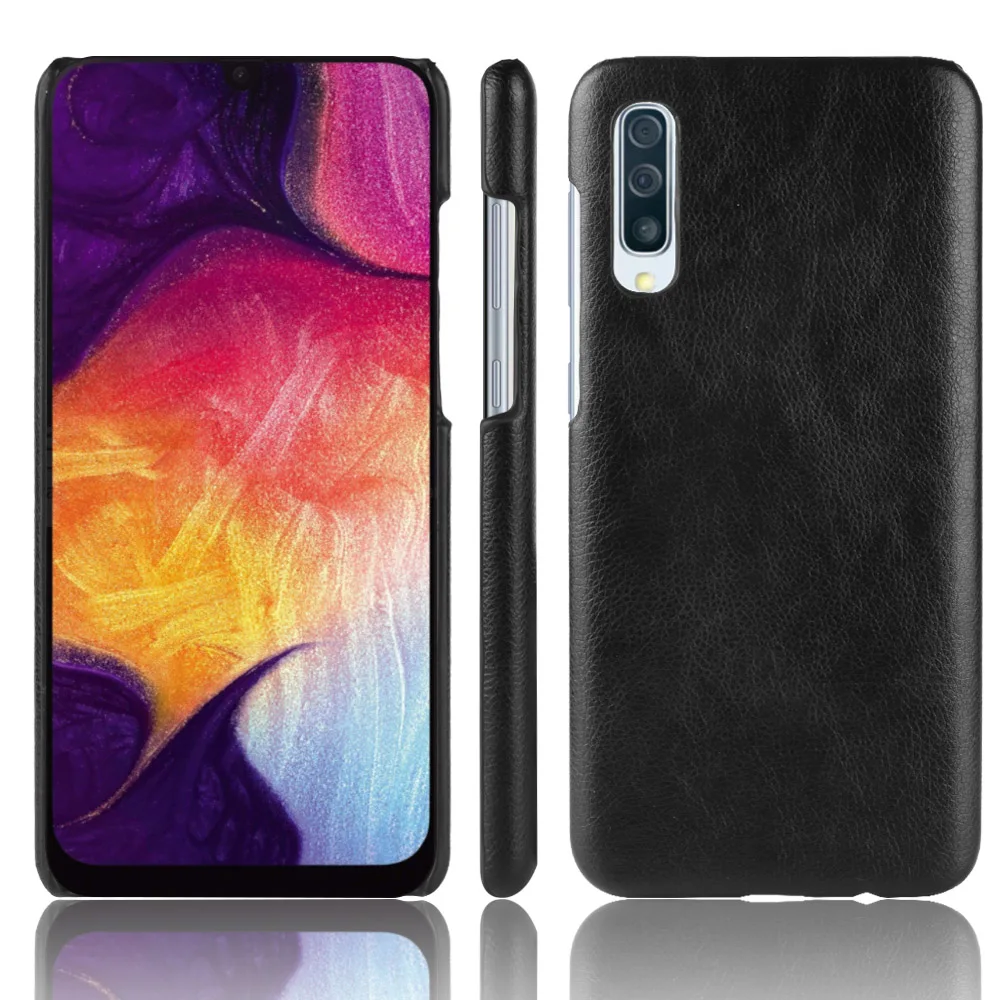 Para Samsung Galaxy A50 Caso Litchi Patr n Duro PC Y Cubierta Trasera 