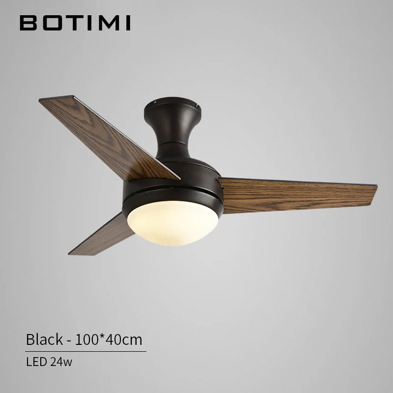 BOTIMI практичный светодиодный потолочный вентилятор для низких потолков, современный вентилятор с дистанционным охлаждением, потолочные вентиляторы для внутреннего освещения - Цвет лезвия: Black Base