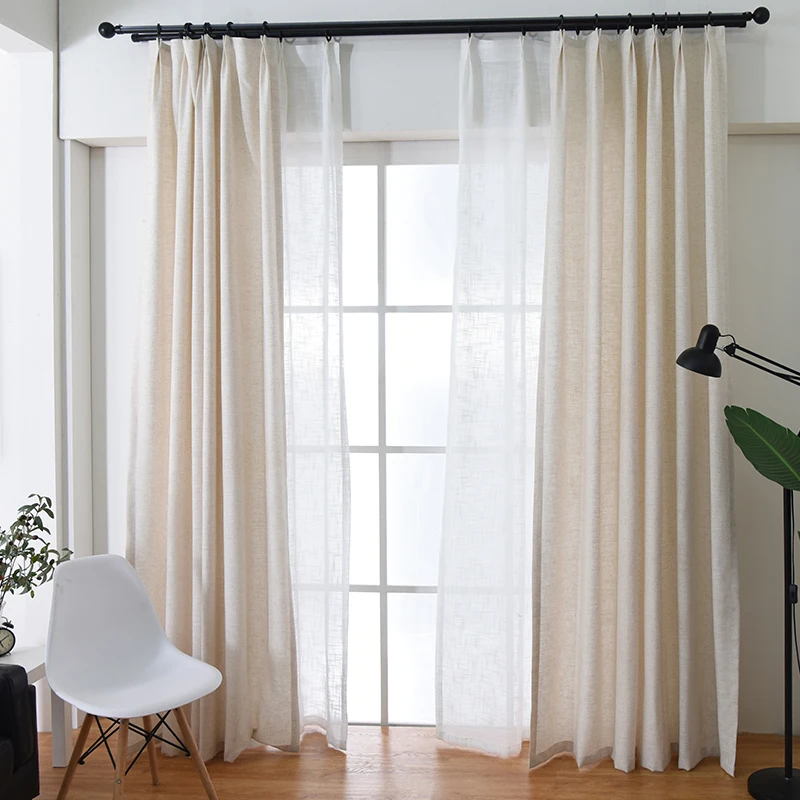 American Style Linen Window Curtains for Living Room Half Shade