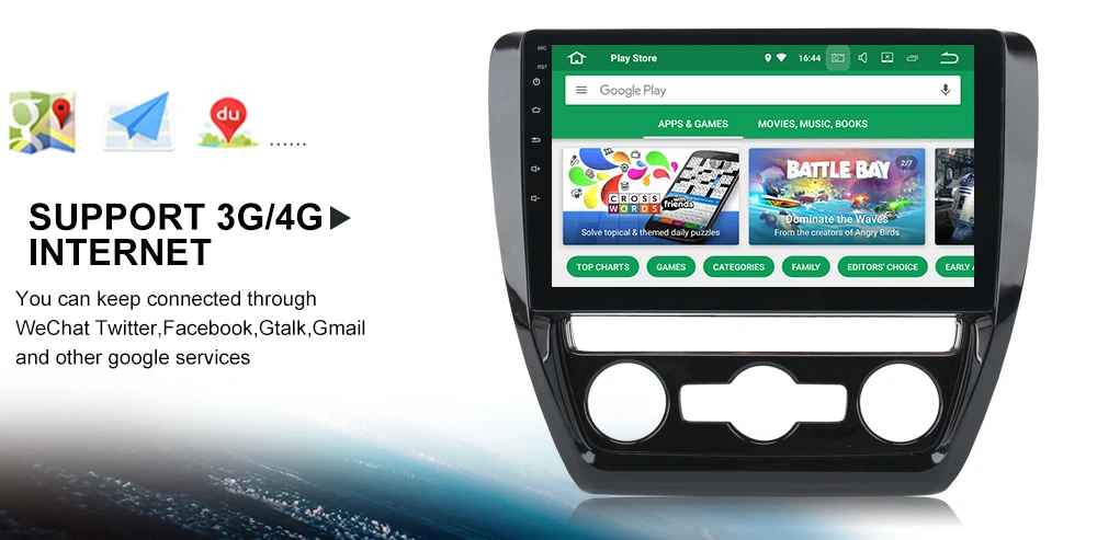 Clearance Dasaita 10.2" Android 8.1 Car GPS Player Navi for VW Jetta 2011-2015 with 2G+16G Quad Core Stereo Radio Multimedia No DVD 24