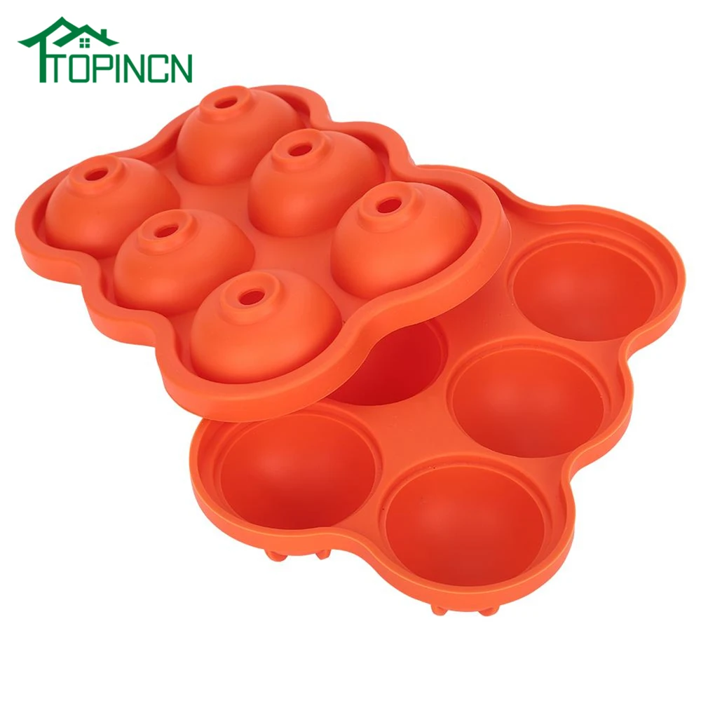

TOPINCN 6 Slots DIY Creative Food Grade Silicone Ball-shaped Ice Cube Mold