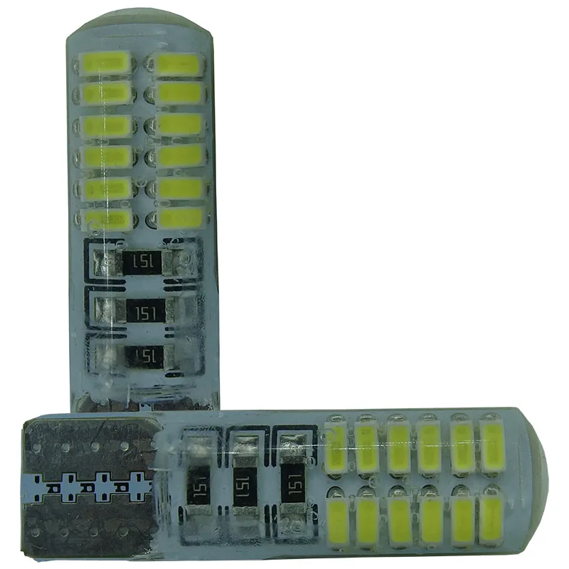 

12v T10 W5W Silicone Case 24smd 3014 LED Car Reading Light 192 168 501 24SMD LED Auto Wedge Bulb Parking Lamps 12Vcanbus white