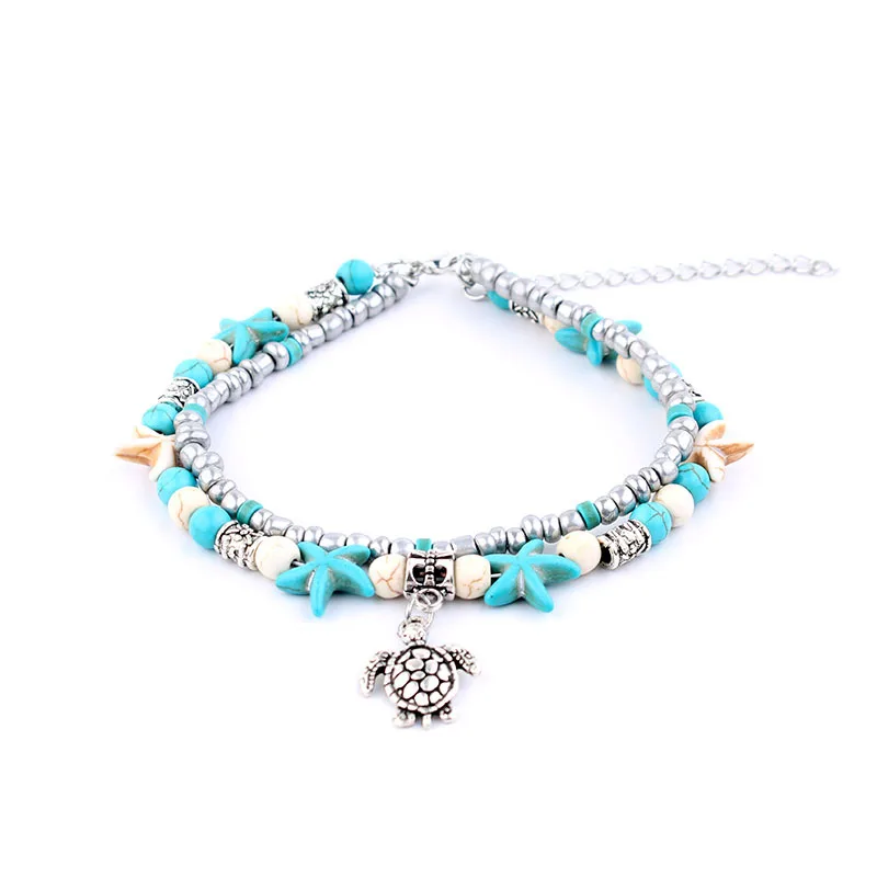 Miss JQ Vintage Design Starfish Turtle Anklets For Women Handmade Beaded Ankle Bracelet Foot Jewelry bracelet cheville femme - Image 2