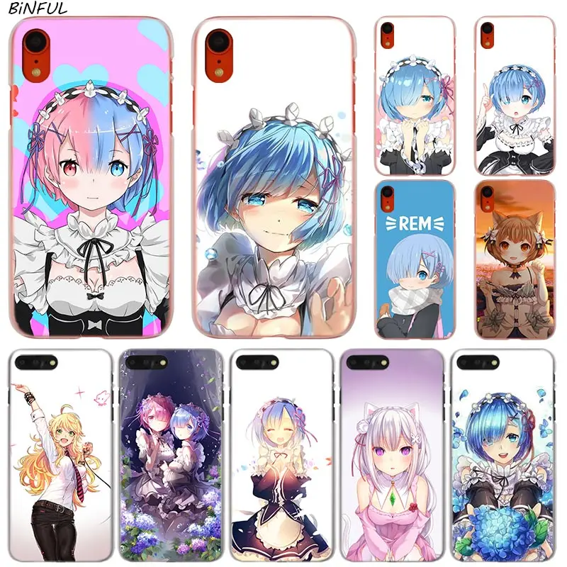 Аниме ReZERO в другой мир Горячая Мода Прозрачный жесткий чехол для телефона с