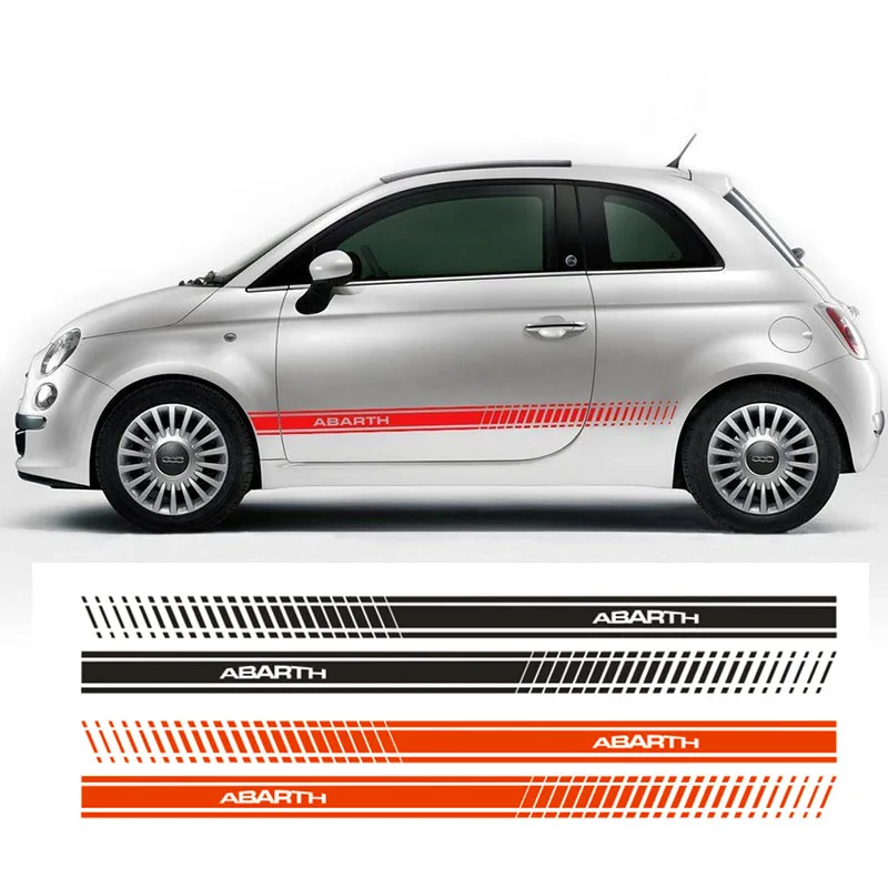 2 шт. для Fiat Abarth 500 595 гоночные полосы Abarth боковые наклейки гонки подходят всем Fiat