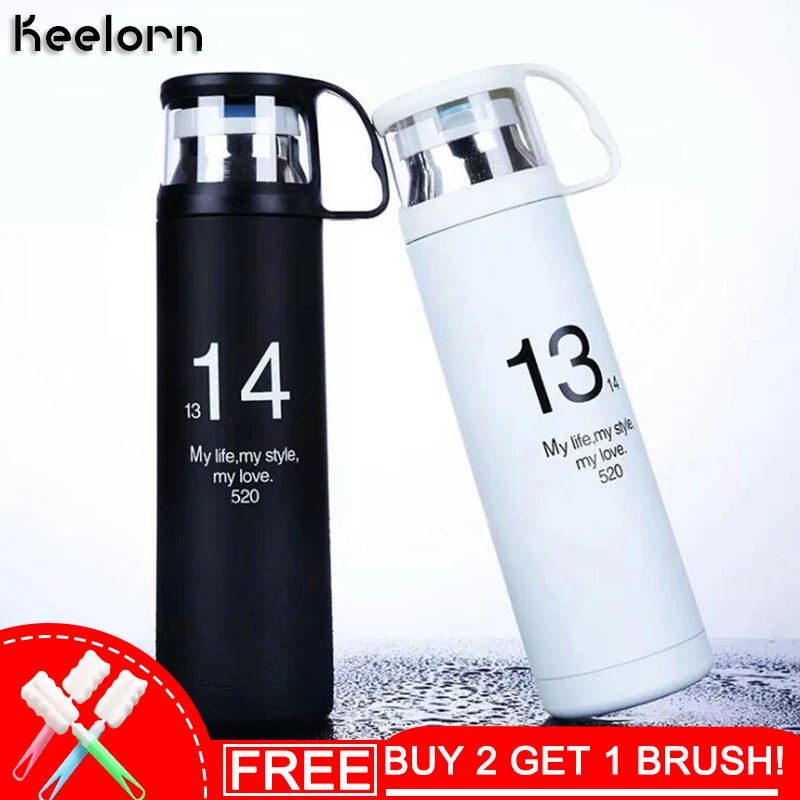 cheap Keelorn 500ml Stainless Steel Vacuum Flask Thermoses Cup 1314 Straight Cup Portable Busines Coffee Mug Thermal Vacuum Flask Cups