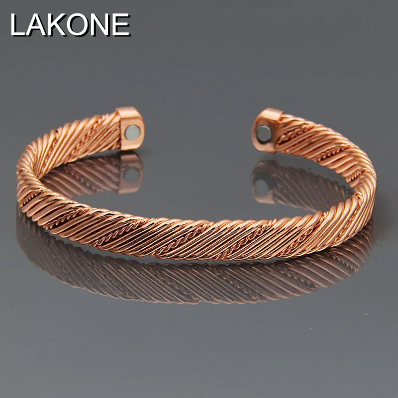 LAKONE 11 видов стилей браслет из чистой меди цвета розового золота магниты баланс здоровья магнитные браслеты для женщин мужчин ювелирные изделия манжеты на запястье