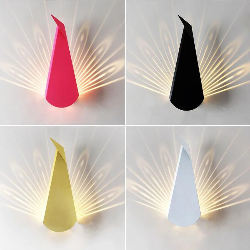 

peacock wall lamp Nordic creative personality bedroom bedside living room study aisle wall lamp iron folding decoration lights