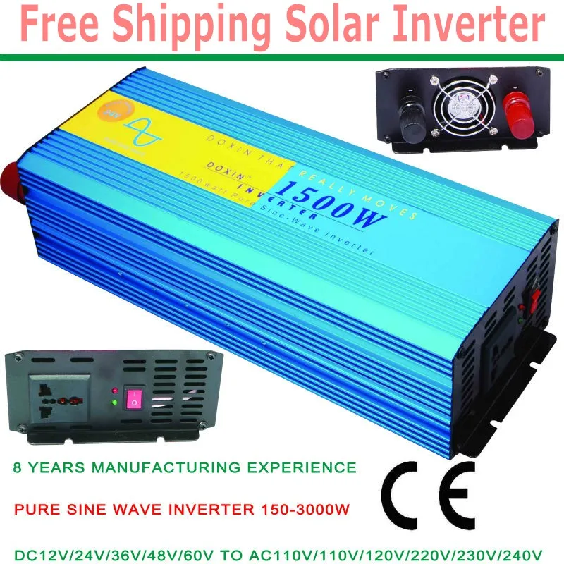 

DHL FEDEX UPS express fress 1500W Off Grid Inverter DC12V or 24V to AC100/110/120VAC or 220/230/240V Pure Sine Wave