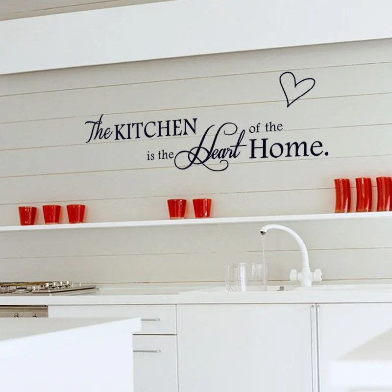 

1Pcs The Kitchen is Heart of the Home Letter Pattern Wall Sticker PVC Removable Home Decor DIY Wall Art