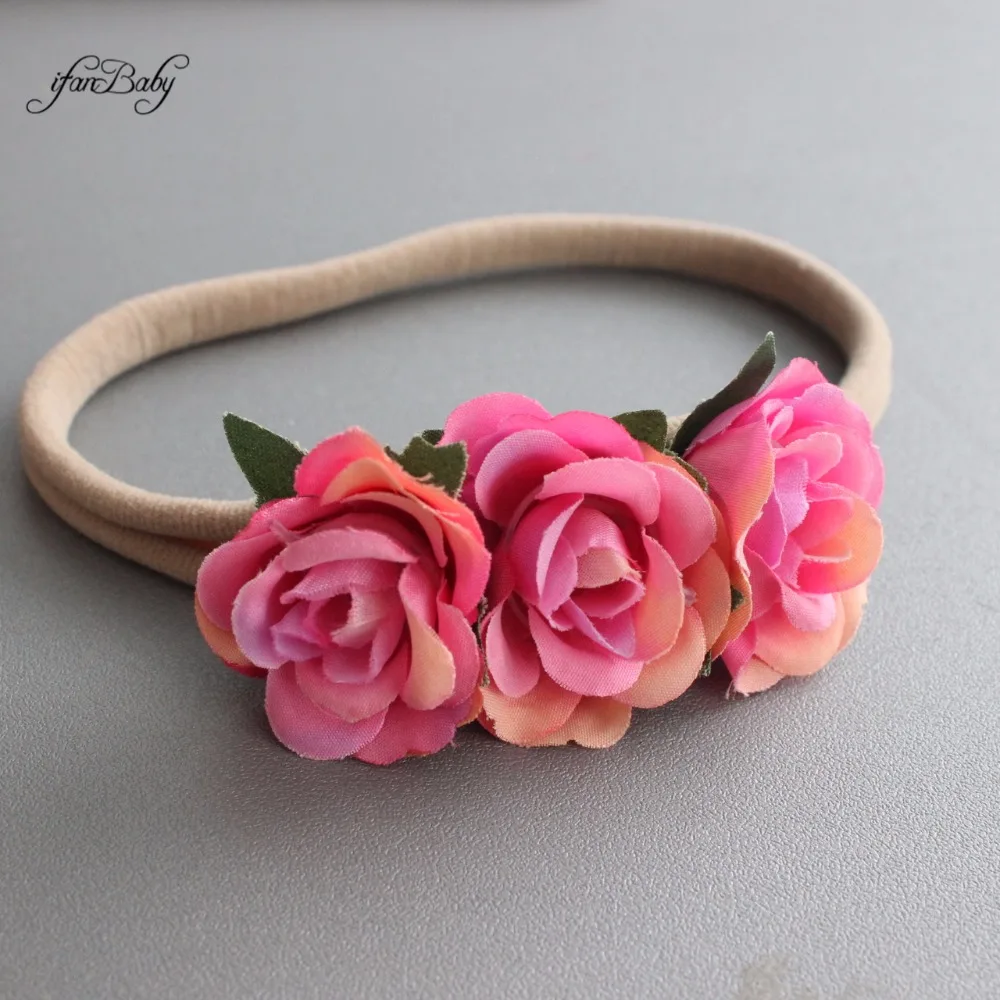 kids nylon Rose flower headband 9