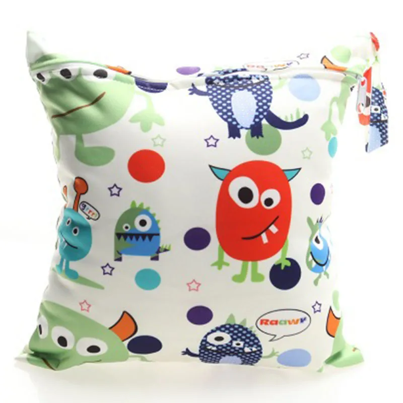 Baby Animal Large Zip Dry /& Wet Bag Waterproof Baby Cloth Nappies