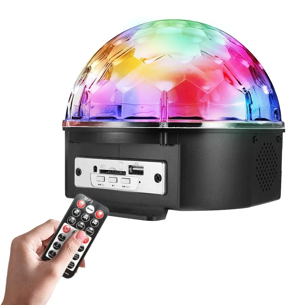 Stage Lights 9 Color LED DJ Disco Lights Party Lights Rotating Crystal Magic Ball Lights Sound