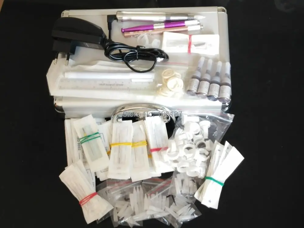 

Permanent Makeup Machine Kit For Eyebrow Lip Designs Makeup With Tattoo Ink Pigment Manual Pen Disposable Tips Needles Supply