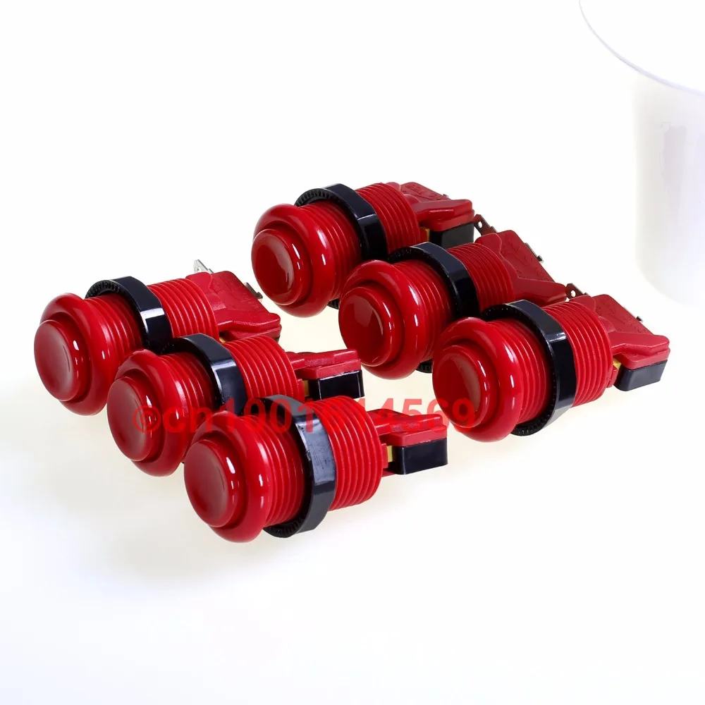 

6 x US Type Arcade Push Buttons With Microswitch for Jamma Mame Arcade Games DIY & Raspberry PI 1 2 3 Retropie 3B Project - Red