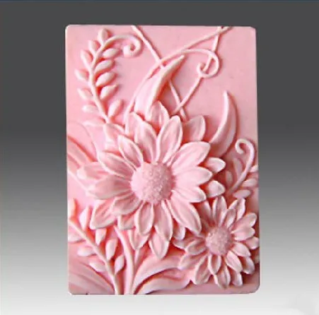 sunflower pattern square silicone molds food grade soap making mold DIY craft making tool